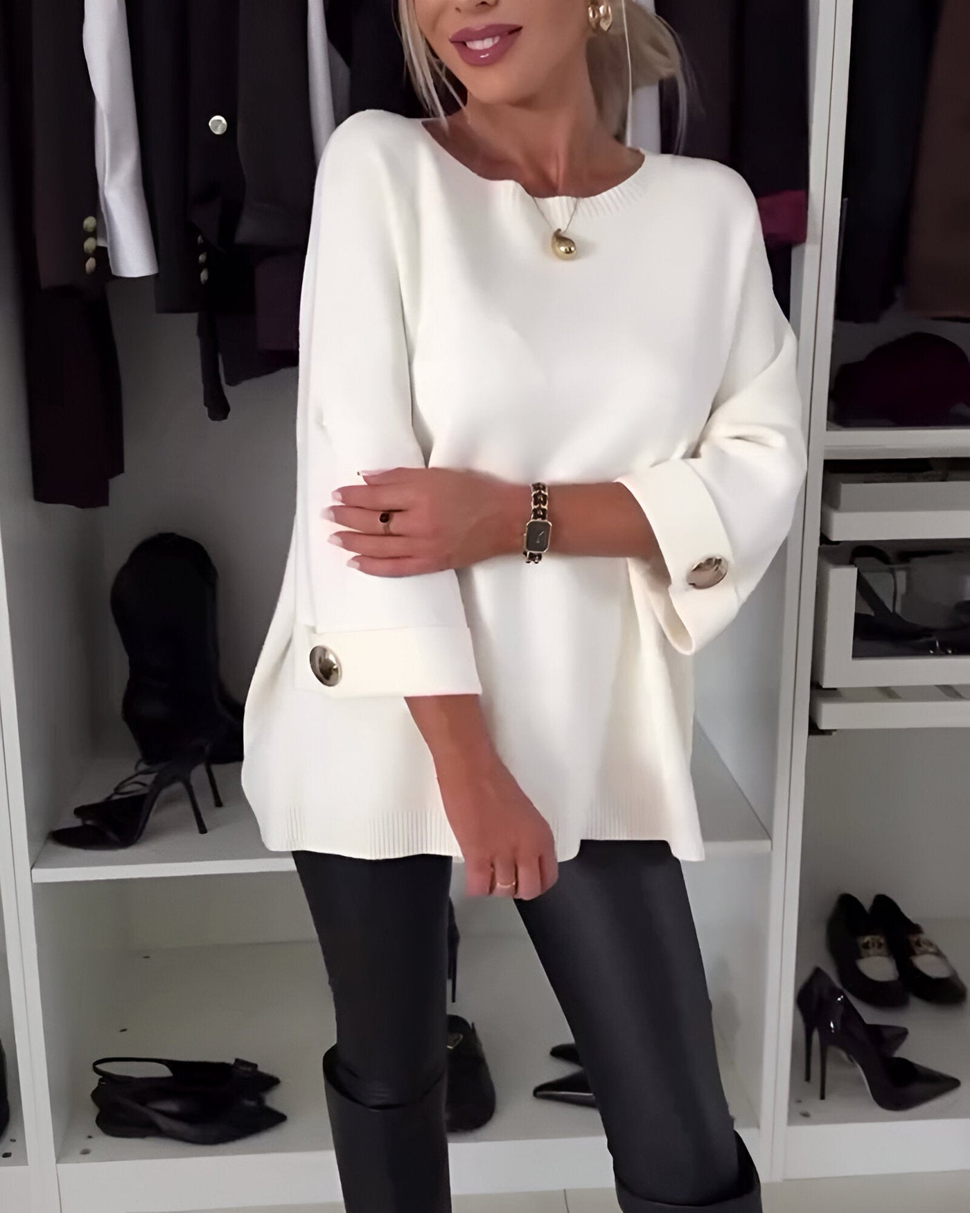 Krysia - Miękki Sweter Zapinany Na Guziki