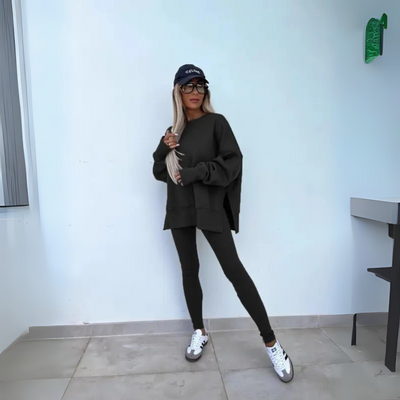 Leandria - Casualowy Zestaw z Bluzy z Długim Rękawem i Spodniami