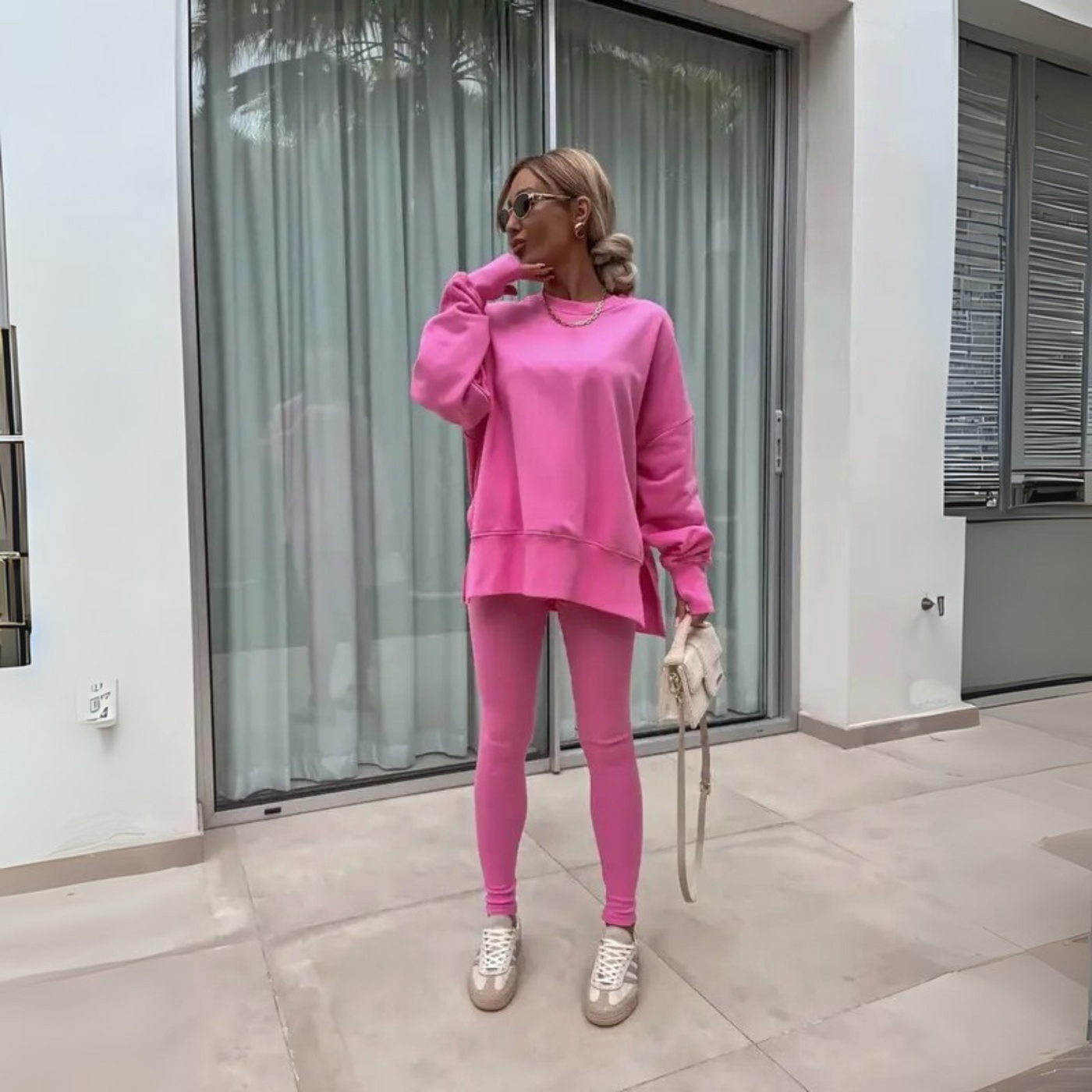 Leandria - Casualowy Zestaw z Bluzy z Długim Rękawem i Spodniami