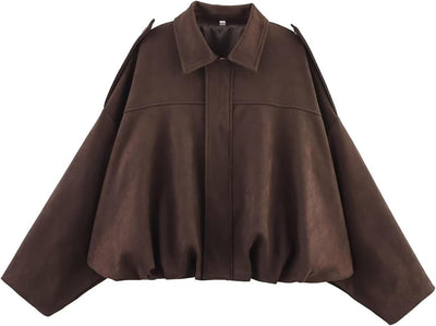 Alicja – Stylowa Kurtka Bomberka z Imitacji Zamszu