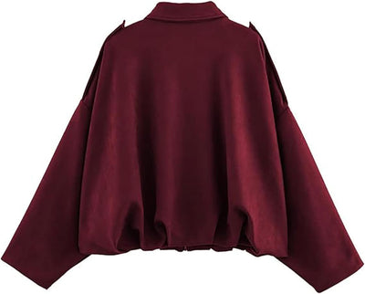 Alicja – Stylowa Kurtka Bomberka z Imitacji Zamszu