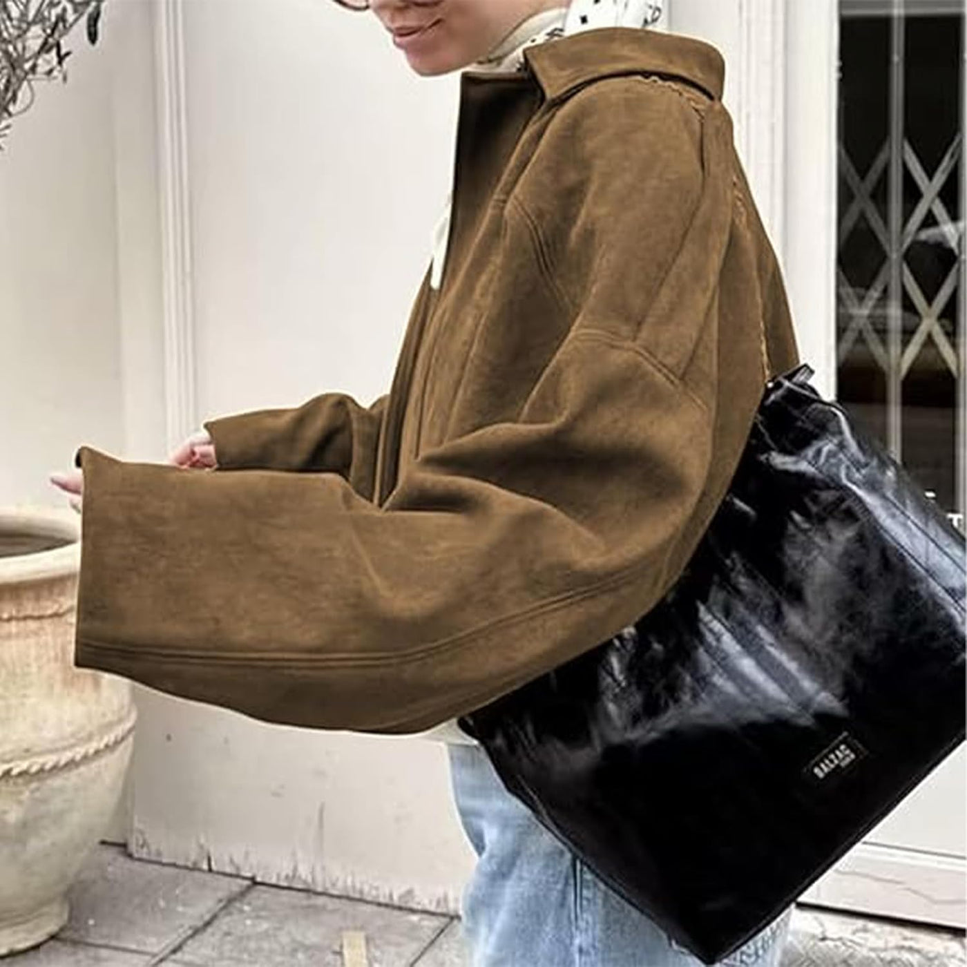 Alicja – Stylowa Kurtka Bomberka z Imitacji Zamszu