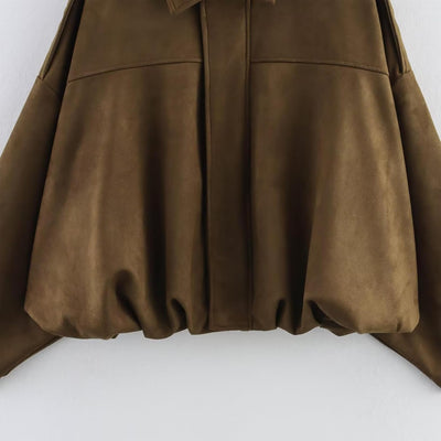 Alicja – Stylowa Kurtka Bomberka z Imitacji Zamszu