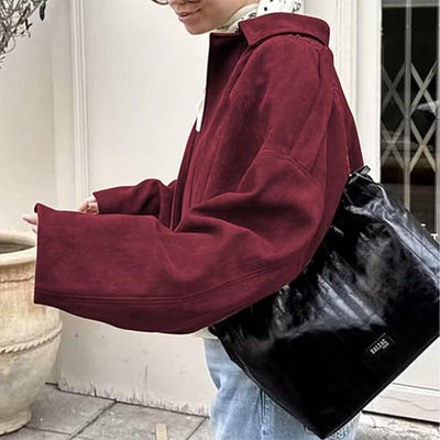 Alicja – Stylowa Kurtka Bomberka z Imitacji Zamszu