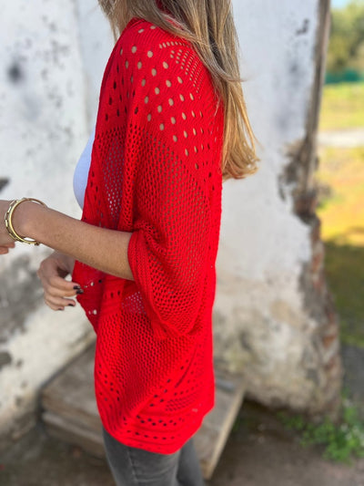 Lyah - Hollow Half Sleeve Cardigan