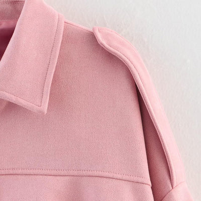 Alicja – Stylowa Kurtka Bomberka z Imitacji Zamszu