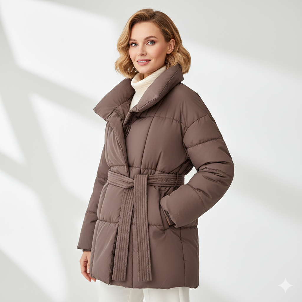 Milena – Krótka Pikowana Kurtka Z Paskiem