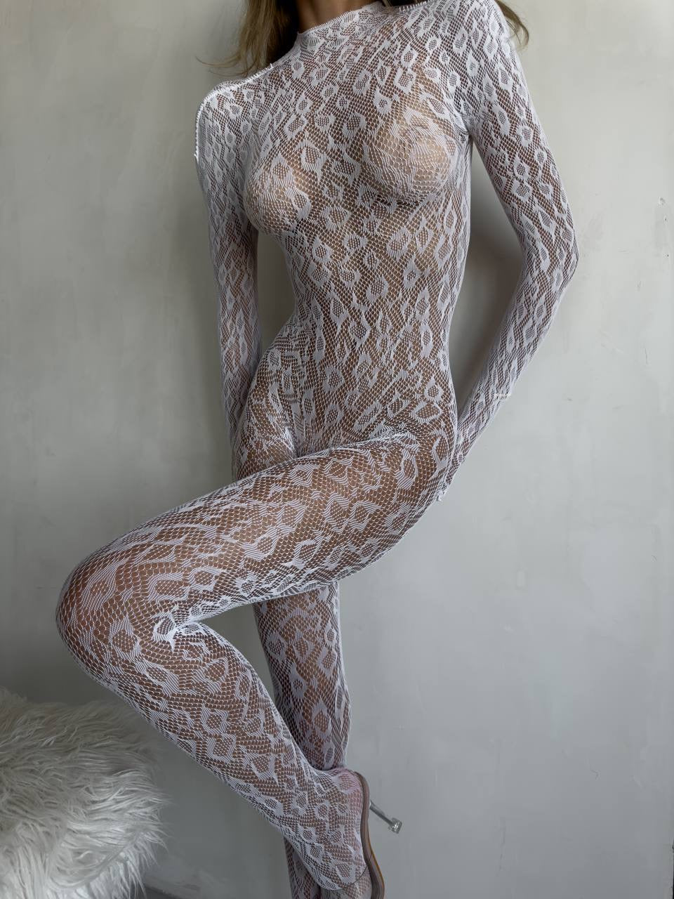 Chloé - Zmysłowy Koronkowy Bodystocking