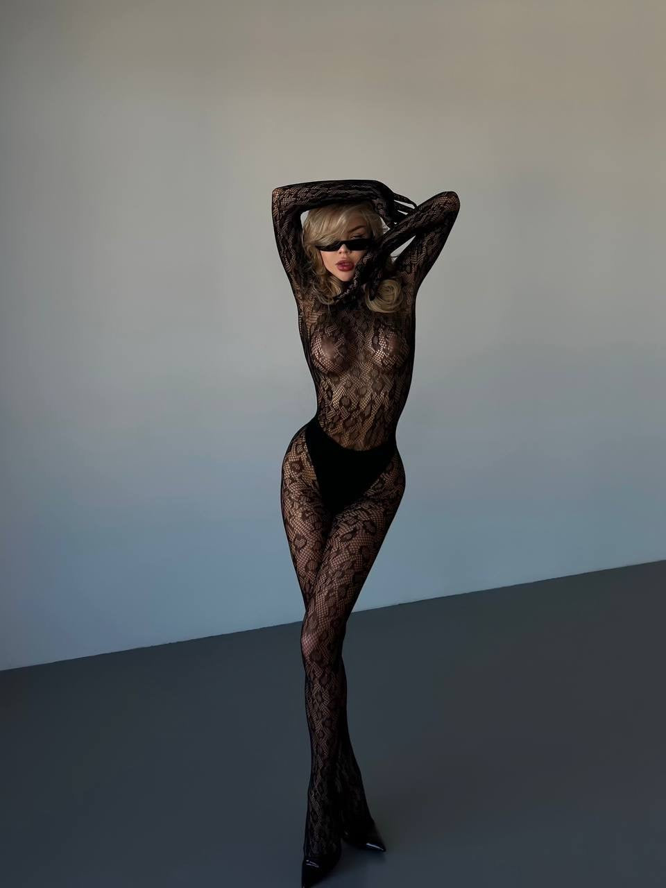 Chloé - Zmysłowy Koronkowy Bodystocking