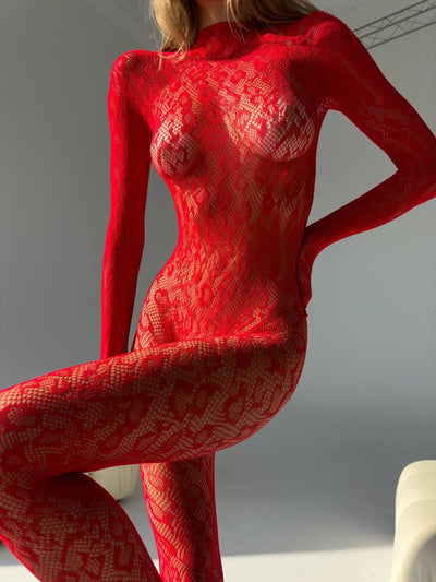 Chloé - Zmysłowy Koronkowy Bodystocking