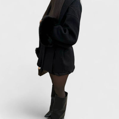 Marena – Elegancki Płaszcz Zimowy z Futrem