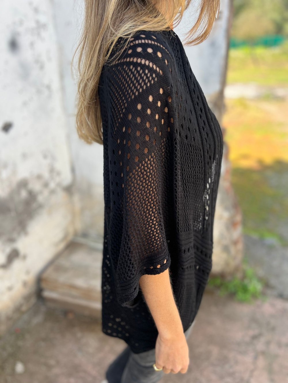 Lyah - Hollow Half Sleeve Cardigan