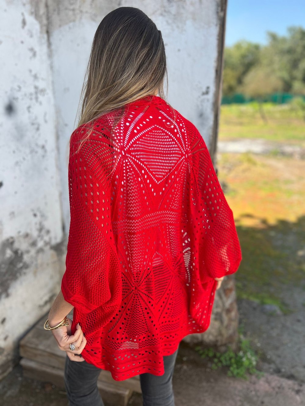 Lyah - Hollow Half Sleeve Cardigan