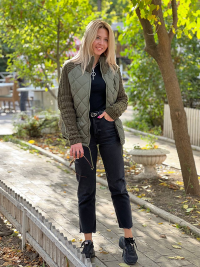 Nora – Patchworkowy Dzianinowy Płaszcz